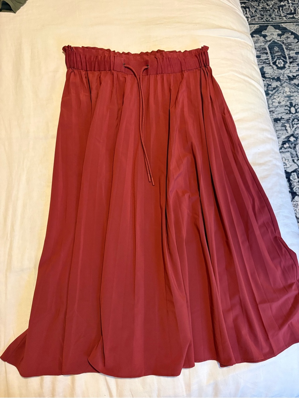 Athleta Pleated Midi Skirt in Deep Red